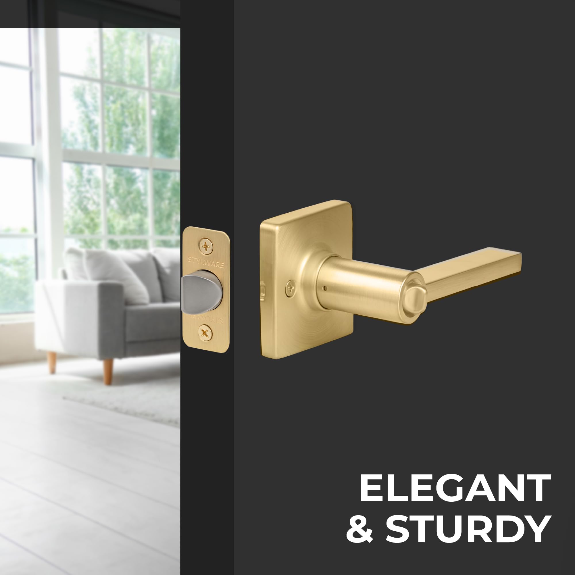 Maven Passage Door Handle - Gold Reversible No Lock Handle For Interior Doors In Satin Brass