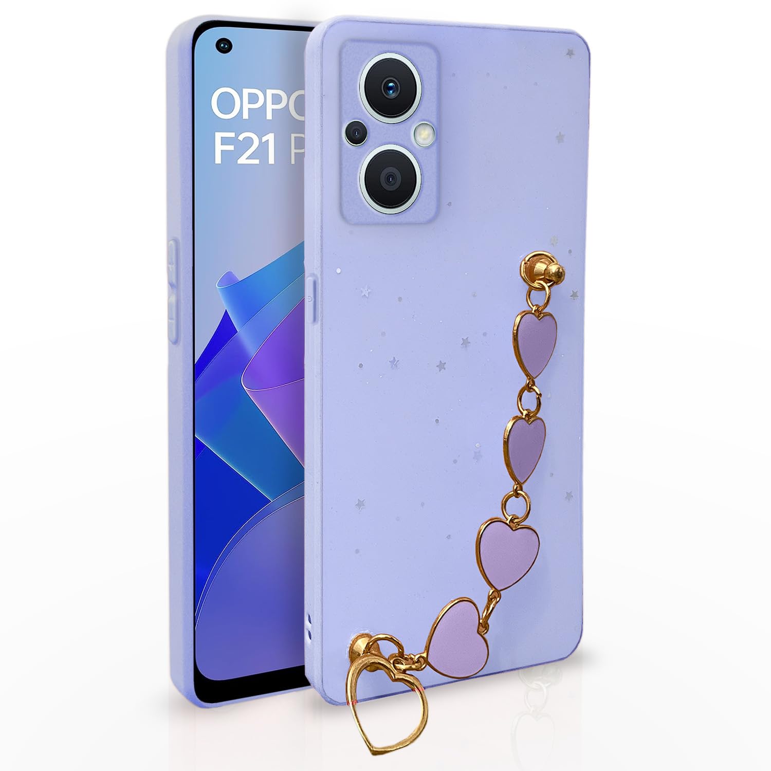 Pikkme Oppo F21 Pro 5G / F21s Pro 5G Back Cover for Girls | Heart Shaped Metal Chain Blocks | Sparkling Soft TPU | Case for Oppo F21 Pro 5G / F21s Pro 5G (Purple) (B0C2VL48SD) Amazon Price History, Amazon Price Tracker