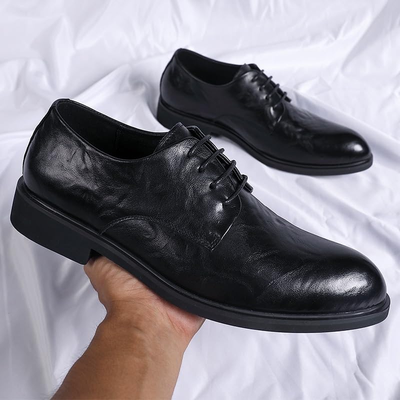 Men's Casual Dress Shoes Lace-up Fashion Classic Pointed Toe Low Top Leather Comfort Soft Oxford2