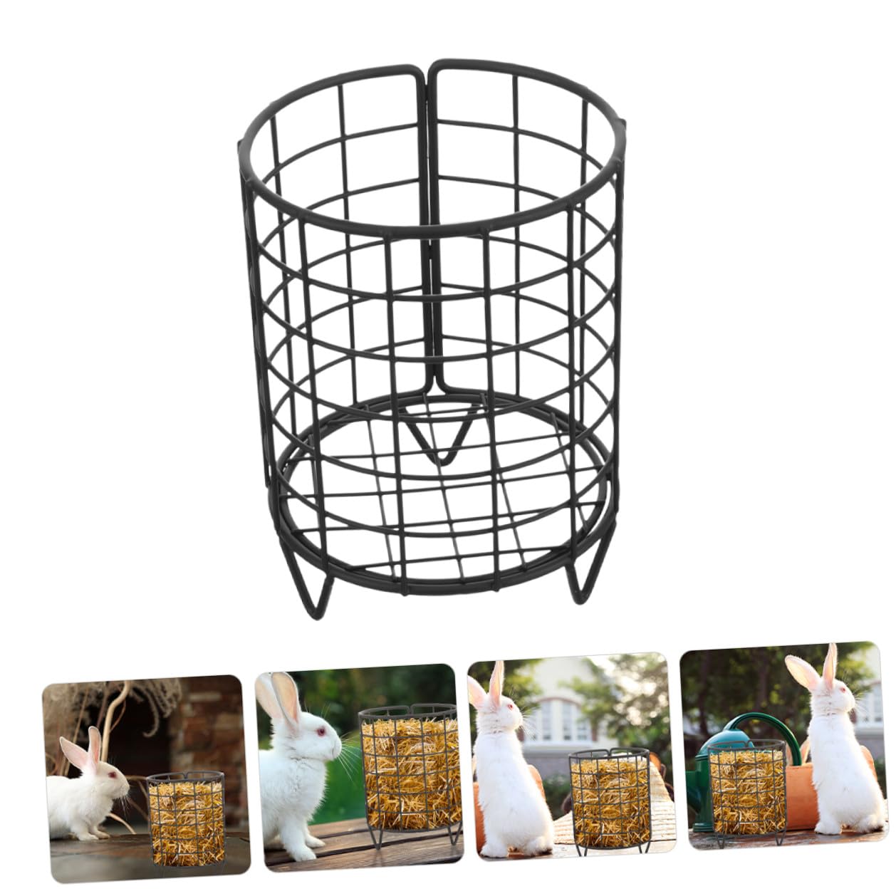 SHINEOFI Mangeoire à Foin Lot de 2 Pièces pour Lapins et Chinchillas pour Garder la Nourriture Propre en Fer Noir Résistante à l'usure, Minimise Le Gaspillage