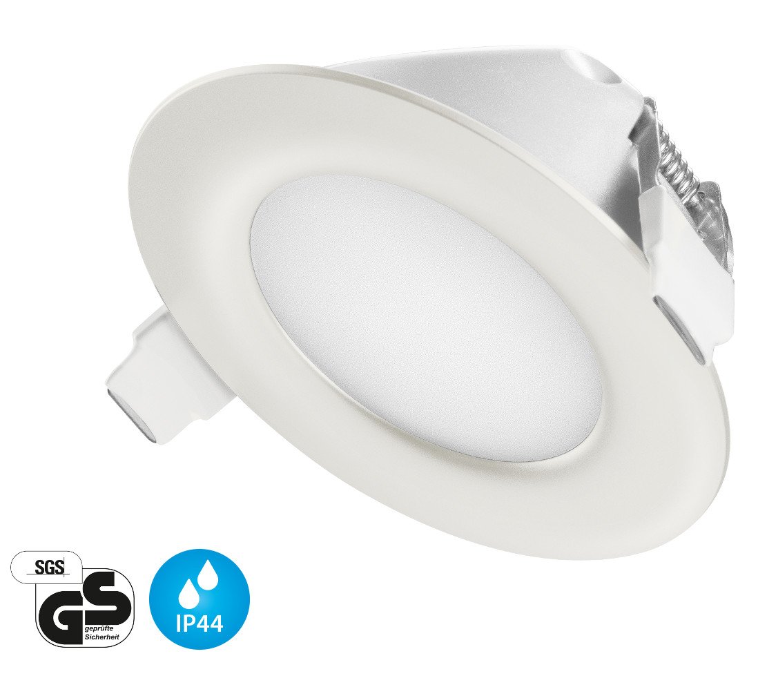 Ultra Slim LED IP44 Focos de Techo empotrable | también para el baño | Blanca Cálida | 4W 220V 280lm | Foco LED