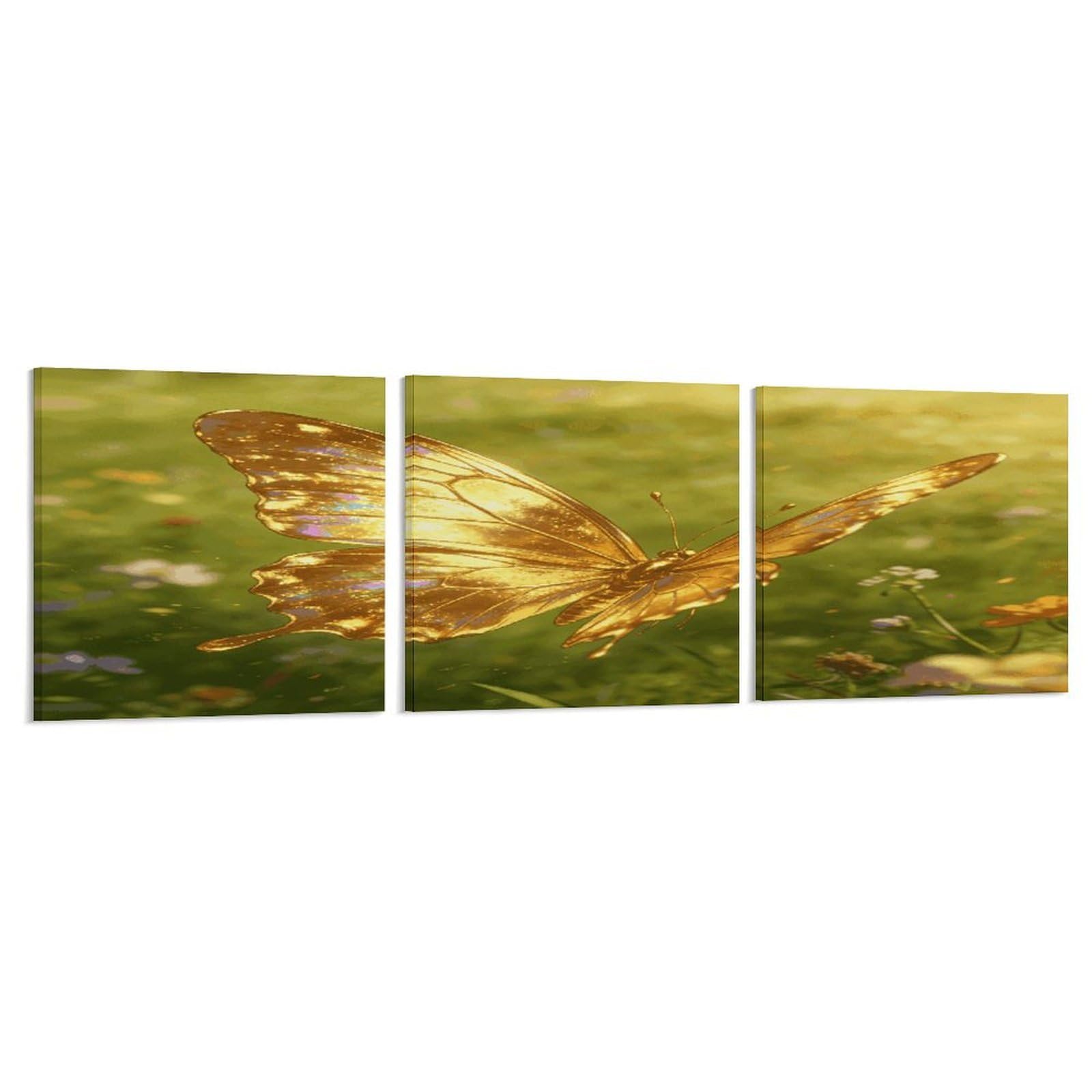 Khauerbc Style Set Of 3 Golden Butterfly Wall Art，Paintings Artwork For Living Room, Hallway, Bedroom, Office Wall Decor For Living Room, Hallway, Bedroom, Office Paintings Artwork 8X8 Inch