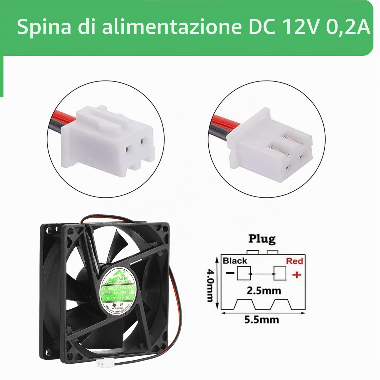 AFB0824SH Ventola di raffreddamento 80 * 80 * 25MM 24V 0,33A 8CM(2wire A1