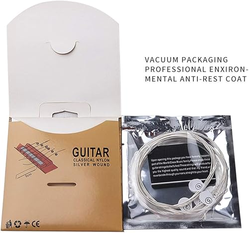 Miniatura 3 de GSC-028 Cuerdas de Guitarra Clásica Nylon Herida de plata, Luz Gran Brillante, Prevención de óxido.028-.043 (1 paquete)..