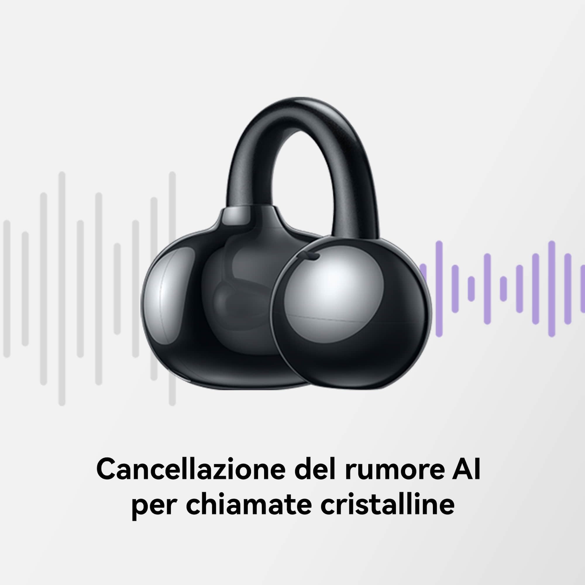 HUAWEI FreeClip, Design innovativo con clip per un comfort senza pari, Ascolta con open-ear, Cancellazione del rumore AI per chiamate, Batteria lunga durata, Android & iOS, Italia, Purple
