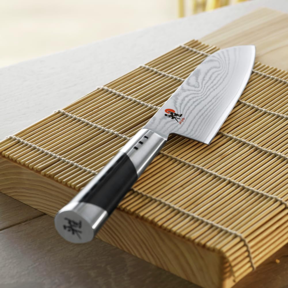 MIYABI Coltello Santoku, Lunghezza lama: 18 cm, Lama larga, Acciaio inox speciale/Impugnatura in micarta, 7000 D