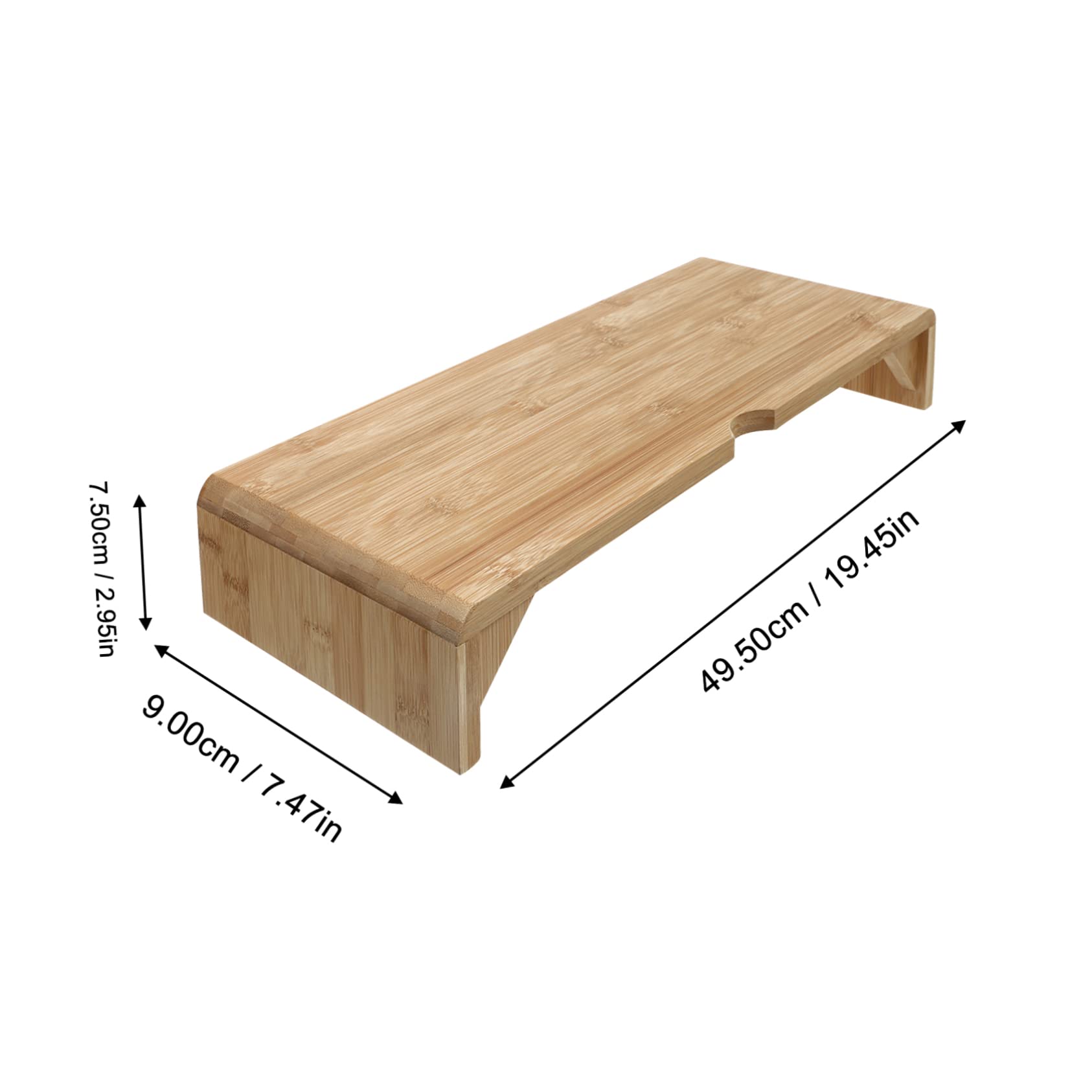 SHINEOFI Support D’écran Ordinateur En Bambou Naturel 8 Cm Pour Bureau, Rehausseur Ergonomique Pour Moniteur Pc, Organisation Bureau Maison, Usage Assis Confortable, Couleur Naturelle