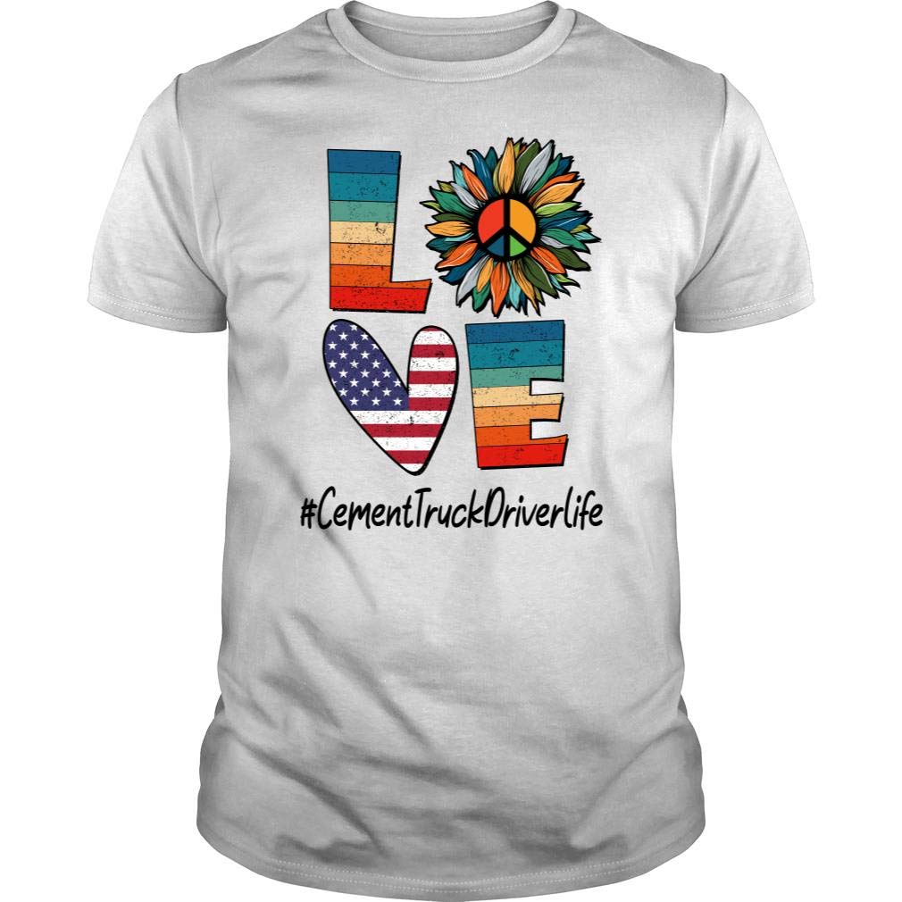 Cement Truck Driver Life Love Peace White