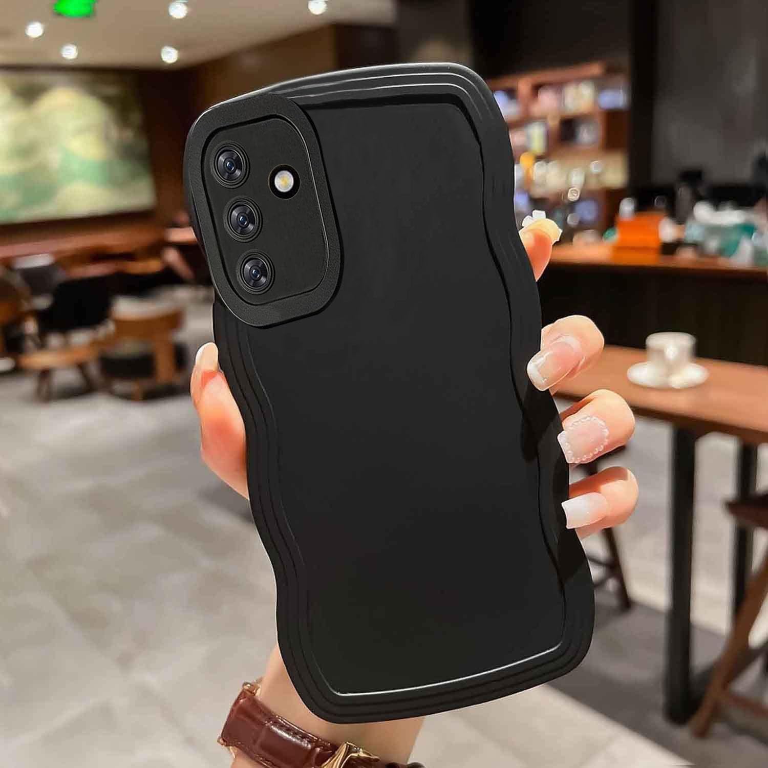 KC Back Cover for Samsung Galaxy A34 5G, Curly Wave Shape Shockproof Bumper Soft Silicone Case with Camera Protection (Black) (B0CCP43VHM) Amazon Price History, Amazon Price Tracker