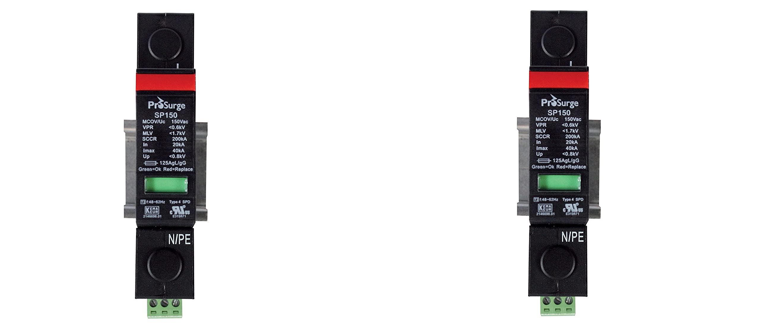 Automation Systems Interconnect ASISP150-1P UL 1449 4th Ed. DIN Rail Mounted Surge Protection Device, Screw Clamp Terminals, 1 Pole, 120 Vac, Pluggable MOV Module (2)