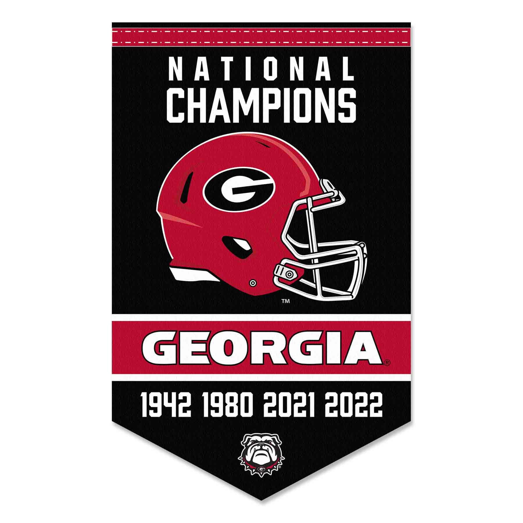 Georgia Bulldogs 4 Time Football National Champions Banner