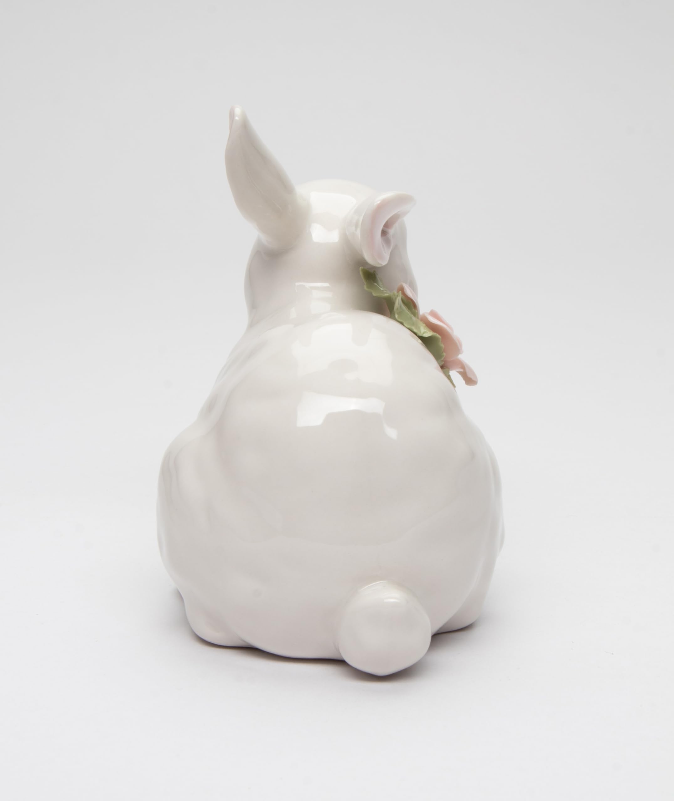 Cosmos Gifts 11005 Delikatna porcelana biały królik z różową figurką 10 cm H