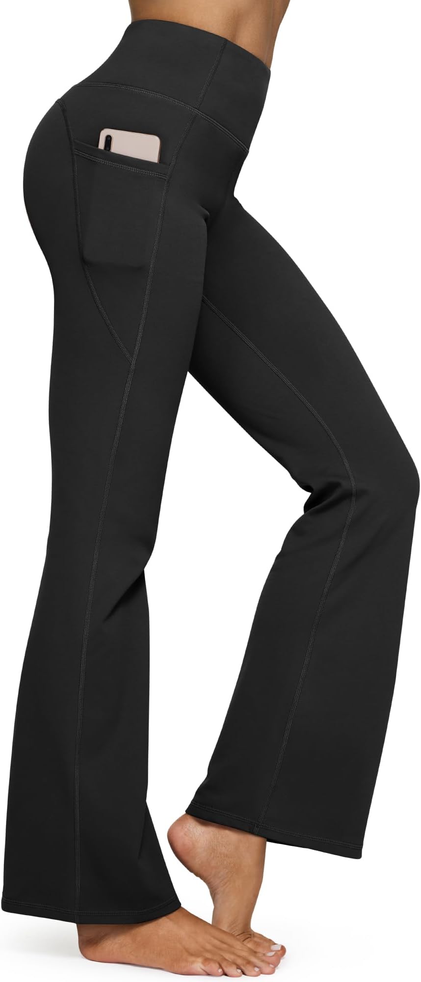 Fleece Lined Flare Leggings for Women High Waisted Winter Thermal Yoga Pants with Pockets 29"/31"/33"