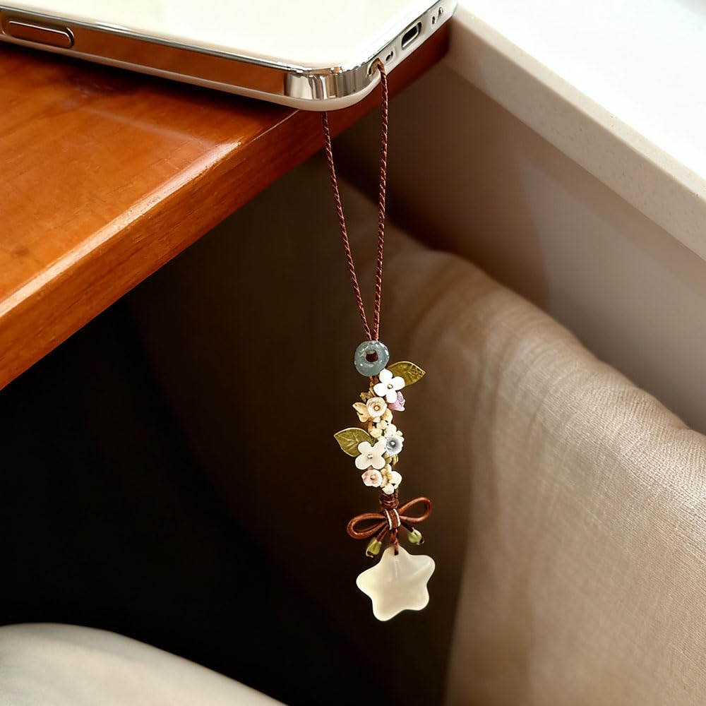 Ice-transparent Star Phone Charm Cute Bow Leaf Flower Phone Charms Strap Aesthetic Cellphone Keychain Camera Charm Strap Bag Hanging Pendant Decorations Handbag Charms Accessories Womens Keychain — view 8