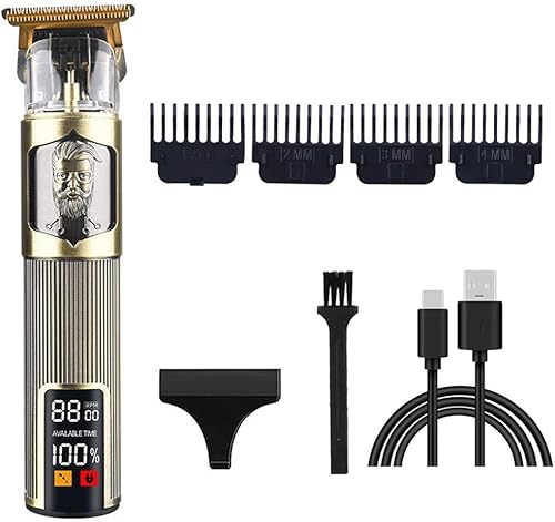 Miniatura 23 de Cortadora de pelo profesional para hombres y mujeres, inalámbrica, recargable, recortadora de pelo, kit de aseo de corte de cuerpo de metal, Cabeza