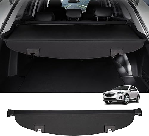Powerty Compatible con cubierta de carga Mazda CX-5 2013-2016, cubierta de seguridad para maletero retráctil, pantalla negra sin huecos