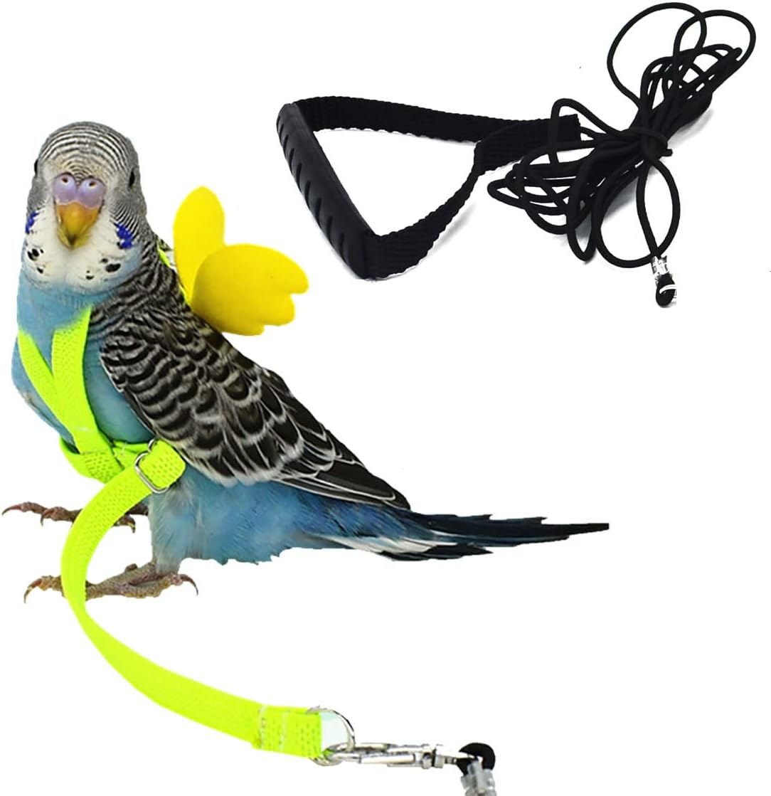 Clpoawc Parrot Bird Harness and Leash Adjustable Bird Harness Leash Outdoor Flying