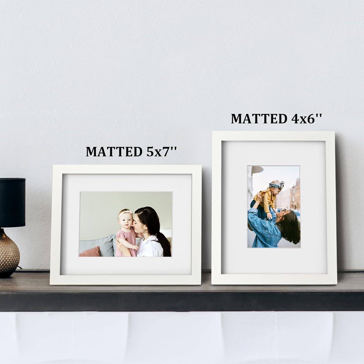 Egofine 8x10 Picture Frames 4PCS, Made of Solid Wood Display 4x6 and 5x7 with Mat Covered by Plexiglass, for Table Top Display and Wall Mounting Photo frame, White with Texture - Image 5