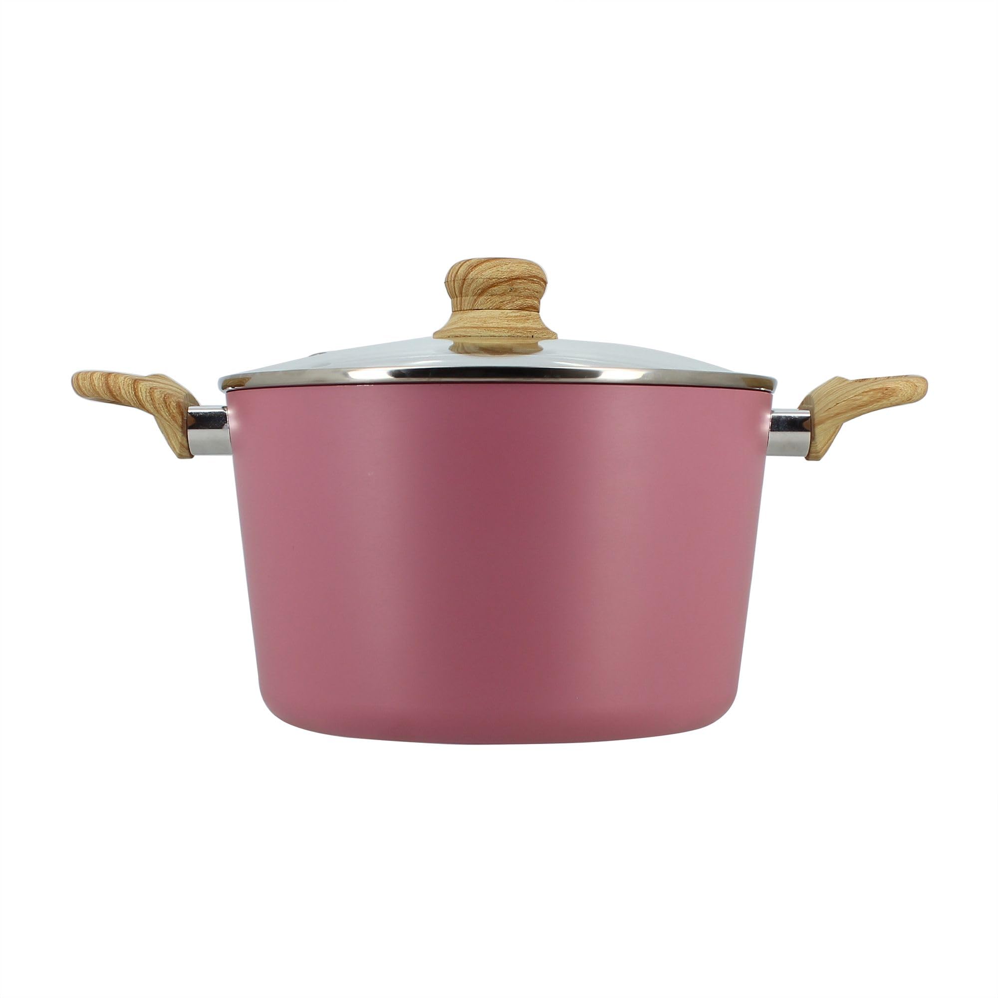 Menastyl Colorama 24cm, faitout aluminium recyclé lilas, couvercle verre