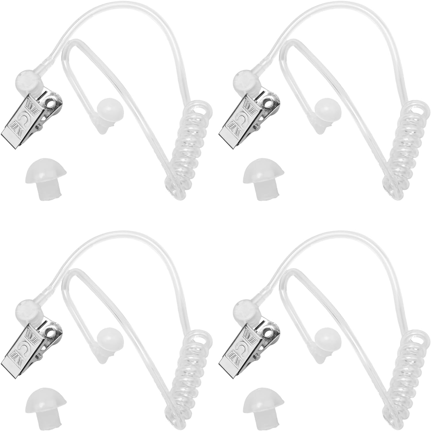 4PCS Clear Tube Ear Piece Headset Earpiece with Coiled Headset Earpiece Style for Spy Themed Parties Cosplay Theatre Role Play earpiece for walkie talkie costume accessories Prop Agent