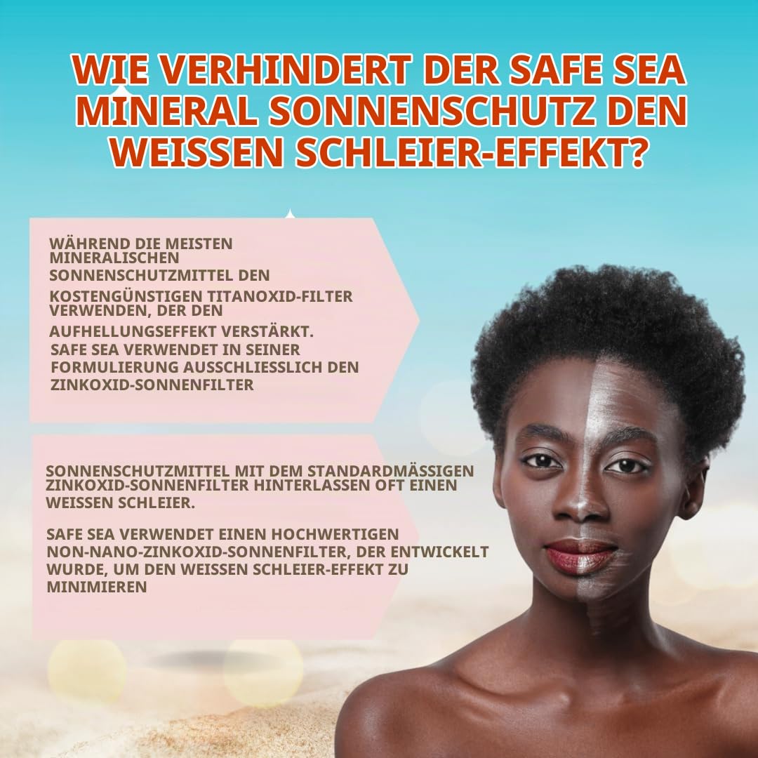 Safe Sea Zinkoxid-Sonnenschutz LSF50 | Klarer Mineralischer Gesichts-Sonnenschutz ohne Weißguss | Anti-Quallen-Stachel-Schutzlotion | Korallenriffsicher | Reisegröße – 60 ml (Pack of 3)