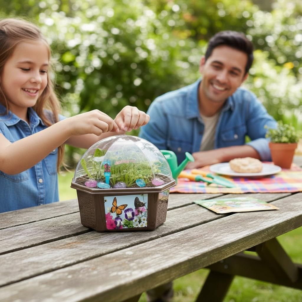 Toys by Nature Biosphere Terrarium Starter Kit, Complete Supplies Included to Grow Your Own Enchanting Garden and Indoor Plants! (Bountiful Butterfly Garden)