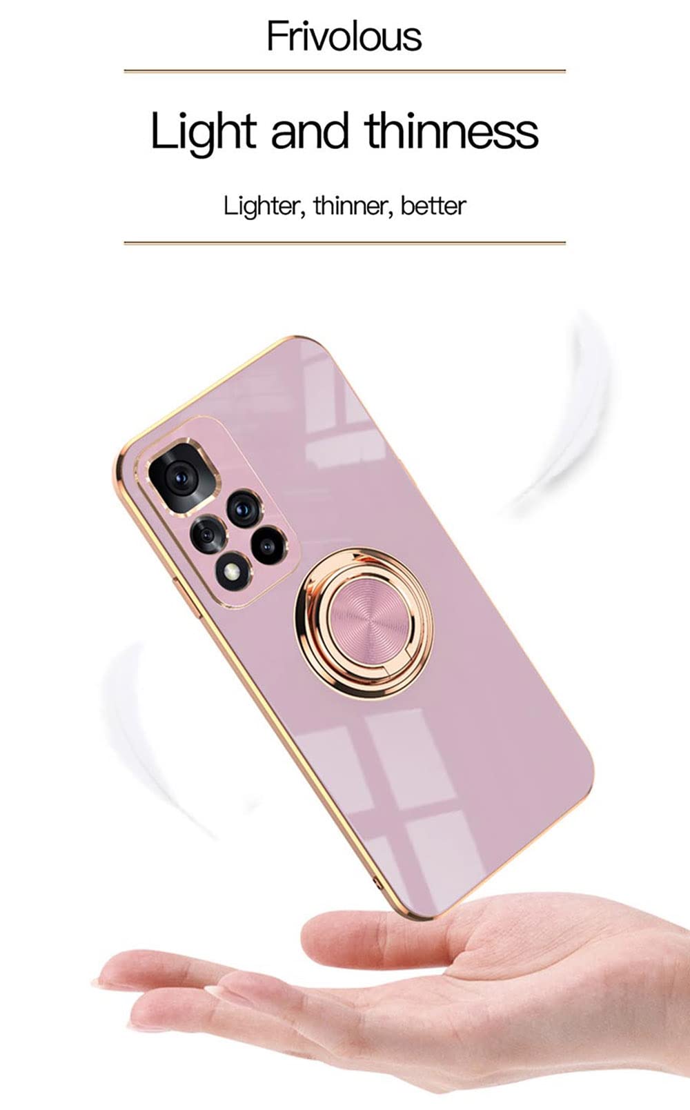 HAOYE Cover per Xiaomi Redmi Note 11 Pro 4G/5G / Note 12 Pro 4G con Girevole Anello, Custodia con Copertura della Fotocamera Scorrevole, Silicone TPU e PC Protettiva Bumper. Verde