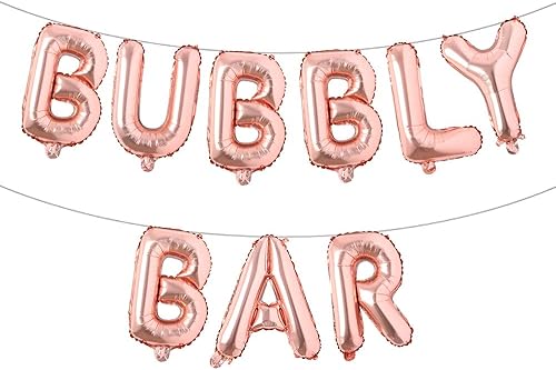 Globos de papel de aluminio con letras BUBBLY BAR de 16 pulgadas, pancarta de fiesta de bar, despedida de soltera, despedida de soltera, champán,