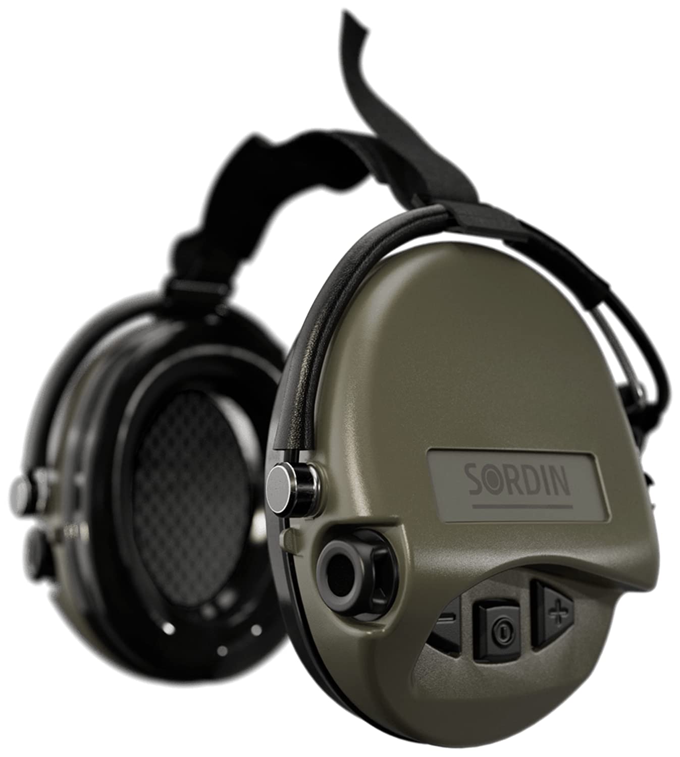 Sordin MIL AUX Ear Muffs - Active and Electronic Military Ear Defenders w/Neckband - Tactical Earmuffs