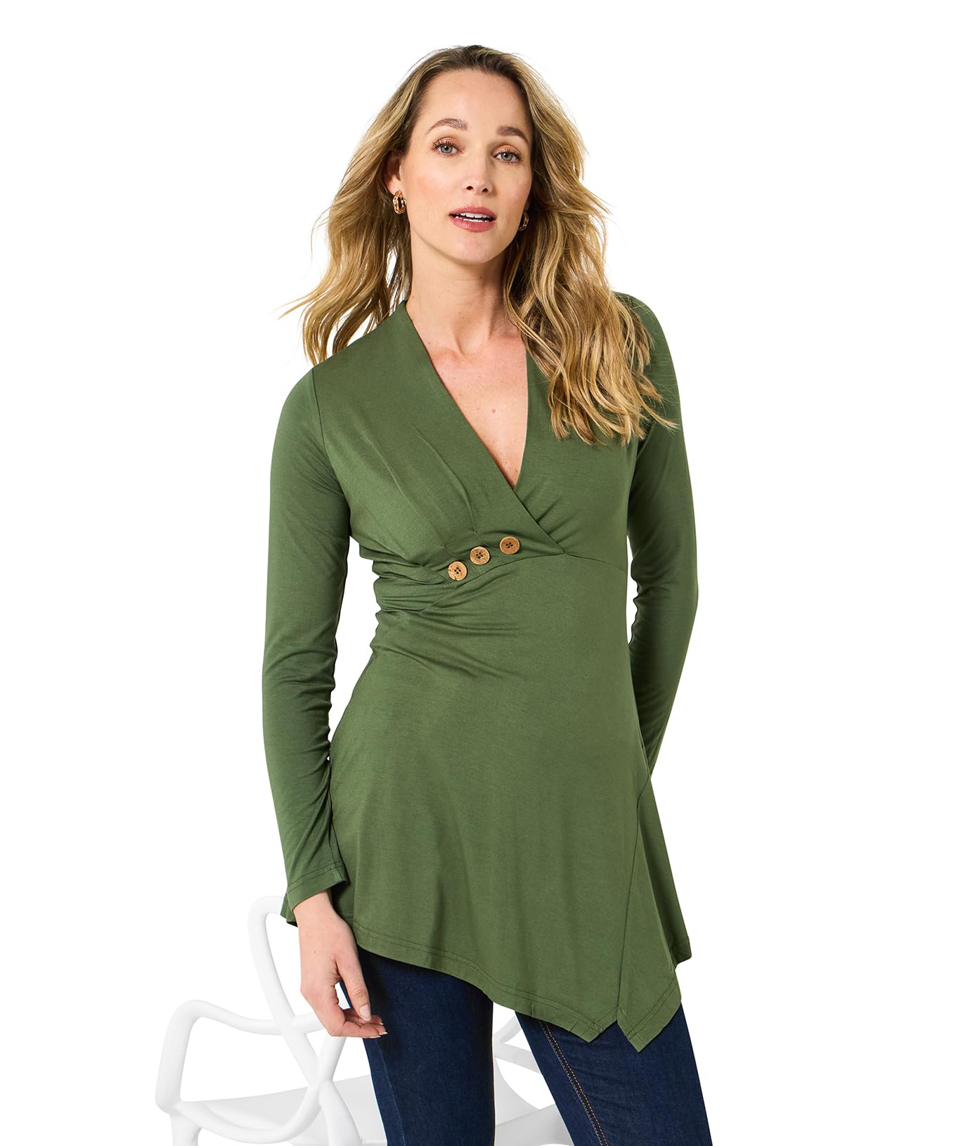 Joe Browns Women's Slim Fit Asymmetric Tunic in Khaki | Size: 10