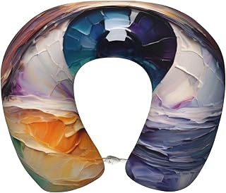 Oil Painting Eye Print U-Shaped Convenient Pillow Neck Support Leisure Time Long Drives Versatile Usage