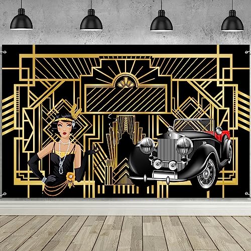 Ruini - Fondale Stile Anni '20, Decorazione Artistica Degli Anni '20, Motivo: The Great Gatsby, Per Adulti, Compleanno, Matrimonio, Anniversario, Festa, Decorazione Retrò, Sfondo Per Foto - 12