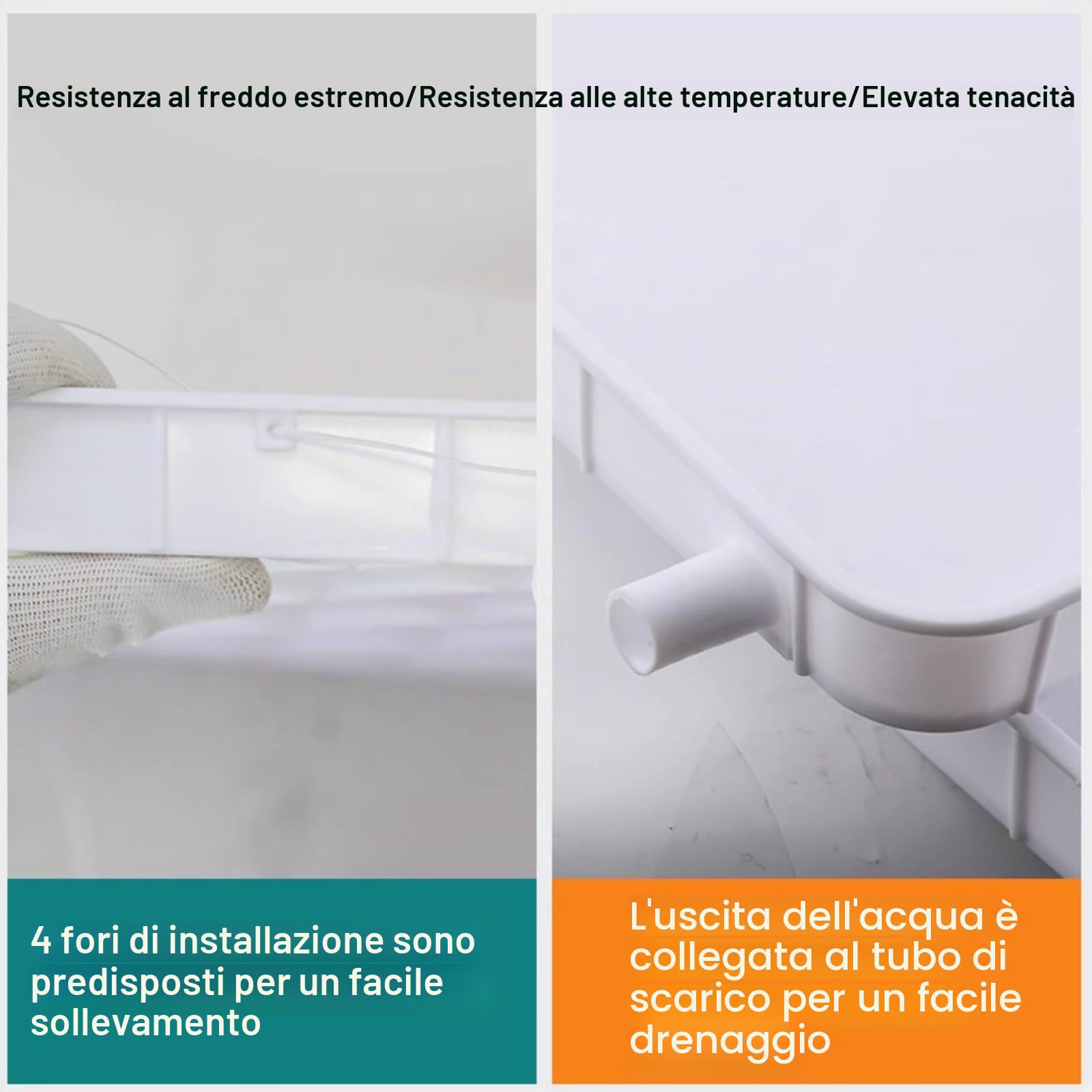 Vaschetta Condensa Condizionatore, Vaschetta di Raccolta Della Condensa in Plastica con Foro di Scarico e Tubo Flessibile da 3 Metri/10 Piedi, per Condizionatori D'aria Split Interni/Esterni(81.5x33x3