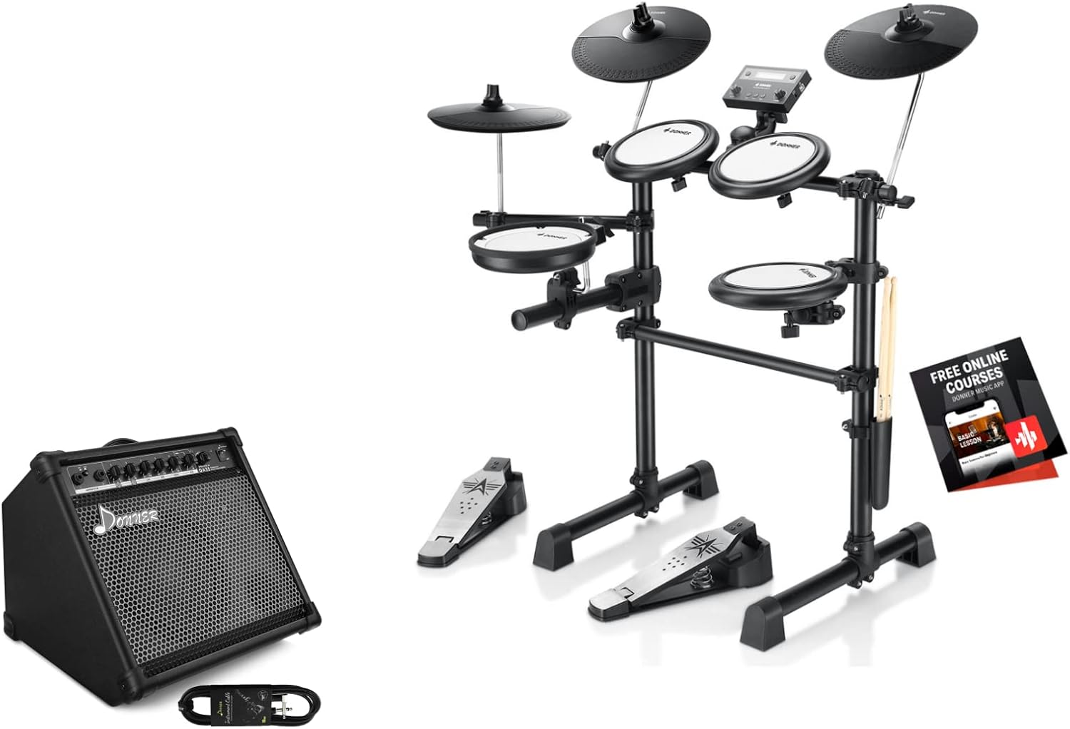Donner DED90 Electric Drum Set with Electric Drum AMP 35