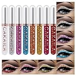 evpct 8 Colors Liquid Glitter Eyeliner Liquid Sets Glitter Eye Liners for Women White Silver Rose Gold Pink Sparkly Shimmer Eyeliner Set