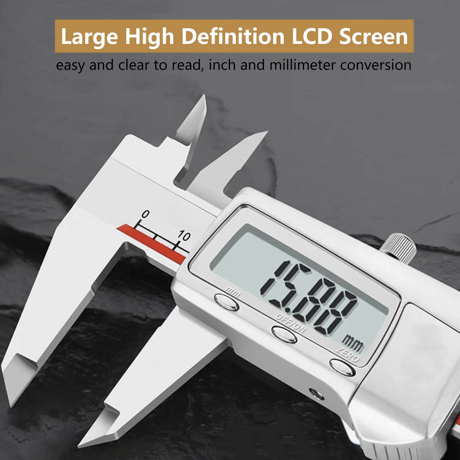 Pie de Rey Digital con Pantalla LCD,Calibre Digital Electrónica de Acero Inoxidable,Profesional Electrónico Vernier Caliper para Mediciones Externas,Internas,Profundidad y Paso,200mm/8"