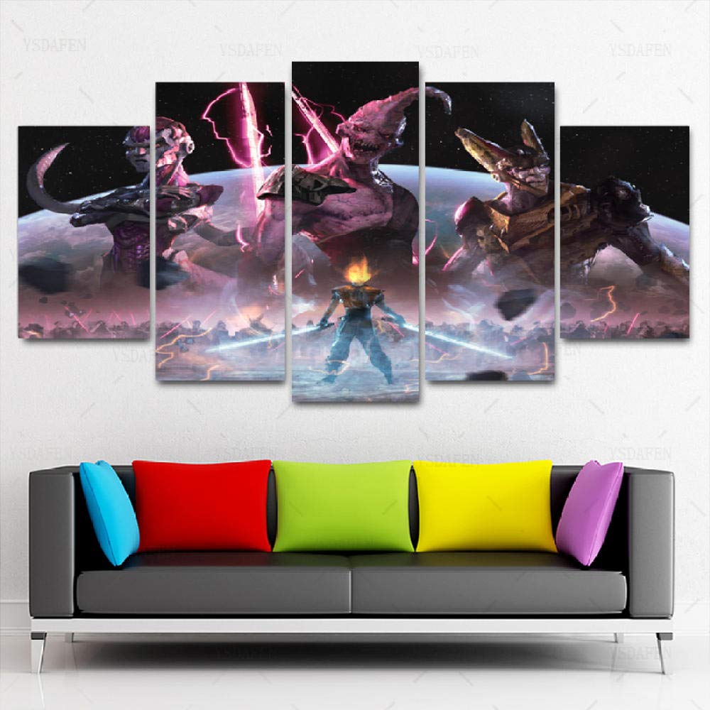 BAOJIAN 5 Canvas Painting HD 5 panel Canvas Art Rich And Star movie war painting panther mountain Poster Picture Painting on Canvas