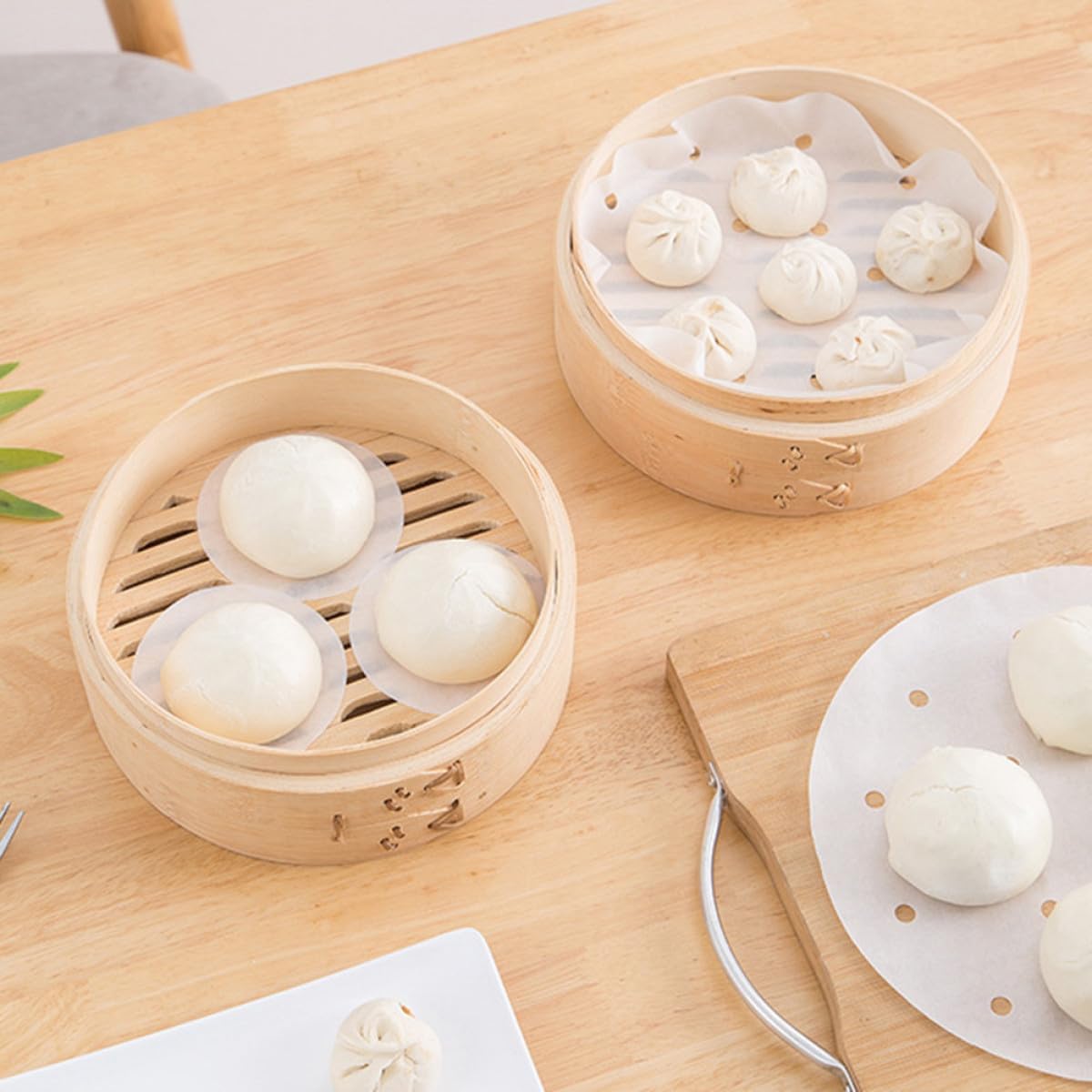 Steamer Papers 500Pcs Disposable Silicone Paper for Bamboo Steamer
