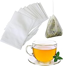 Empty White Filter Loose Leaf Tea Bags, Non-Woven Fabric Drawstring Bags, Transparent White Disposable Tea Filter Bags, Empty Dip Tea Bags for Tea Coffee Herbal Tea, (5 x 7 cm)