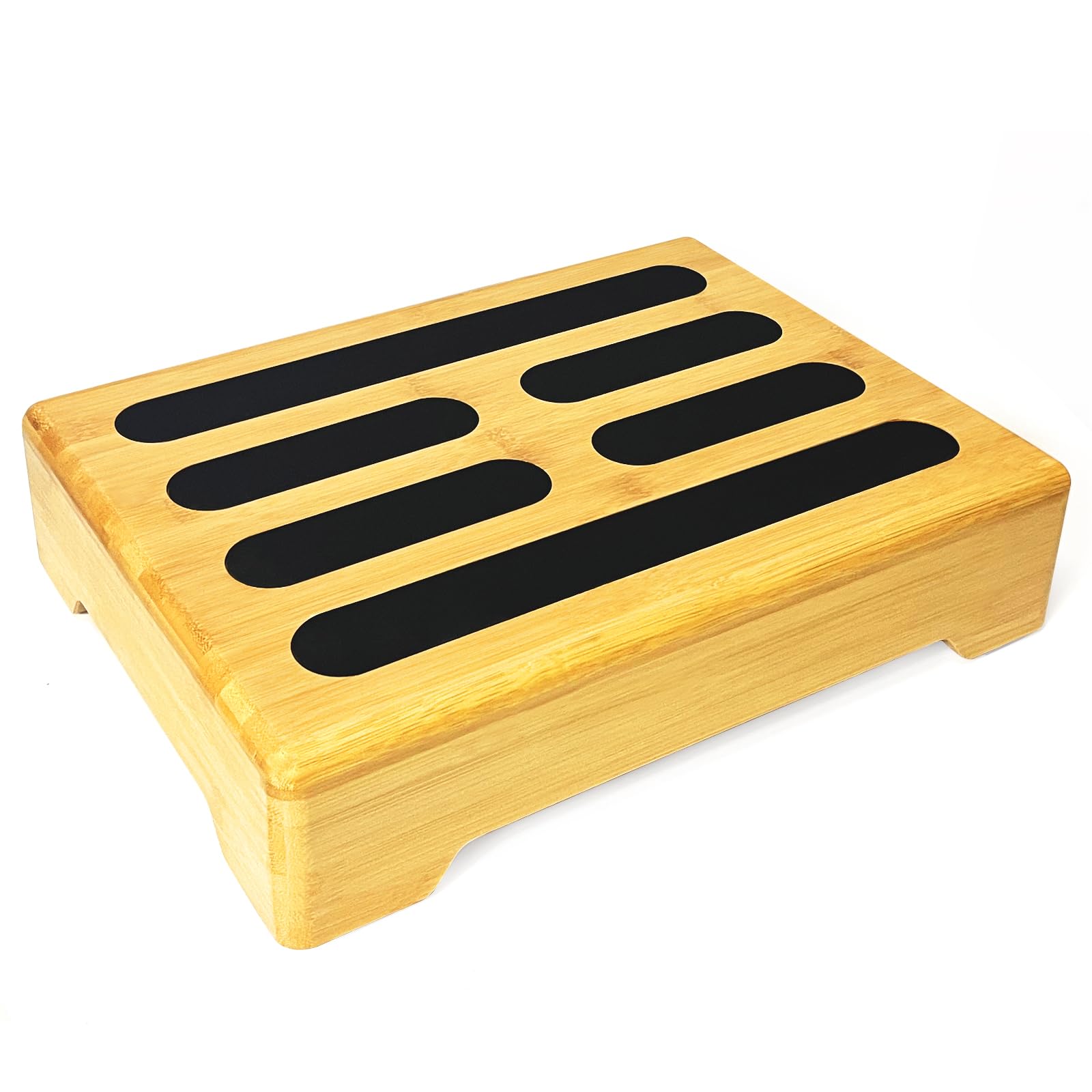 Taburete Bajo de Madera para Niño y Personas Mayores con Almohadilla de Goma Antideslizante, Escalon para Baño, Lavabo, Terraza, Jardín, Squatty Potty, 40 X 30 X 9 cm