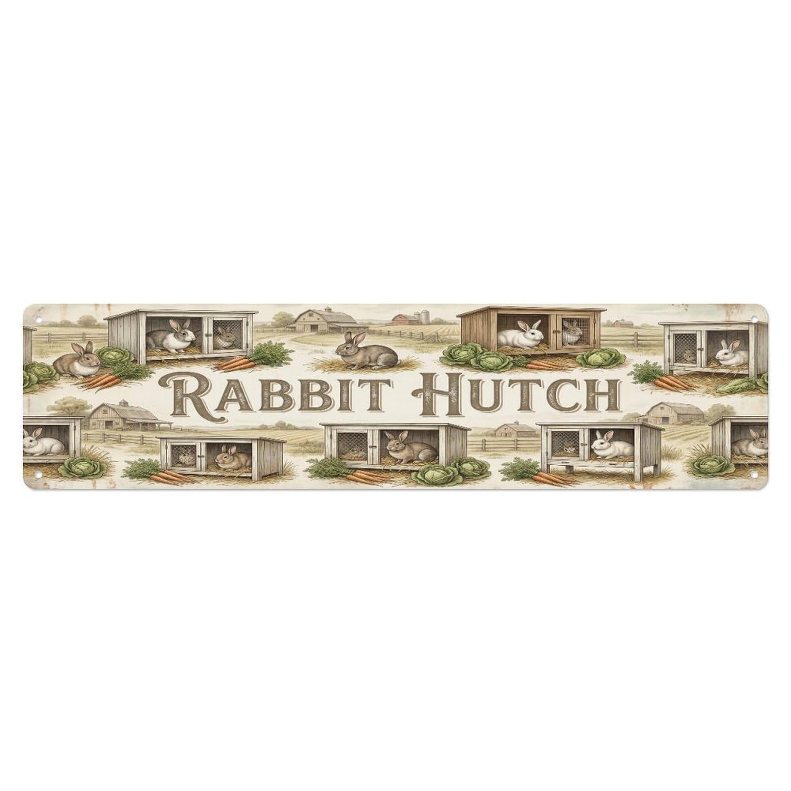 Xanthor Style Metal Tin Sign Vintage Hutch Hi Rabbit Farmhouse Funny Rabbit Backyard Farm