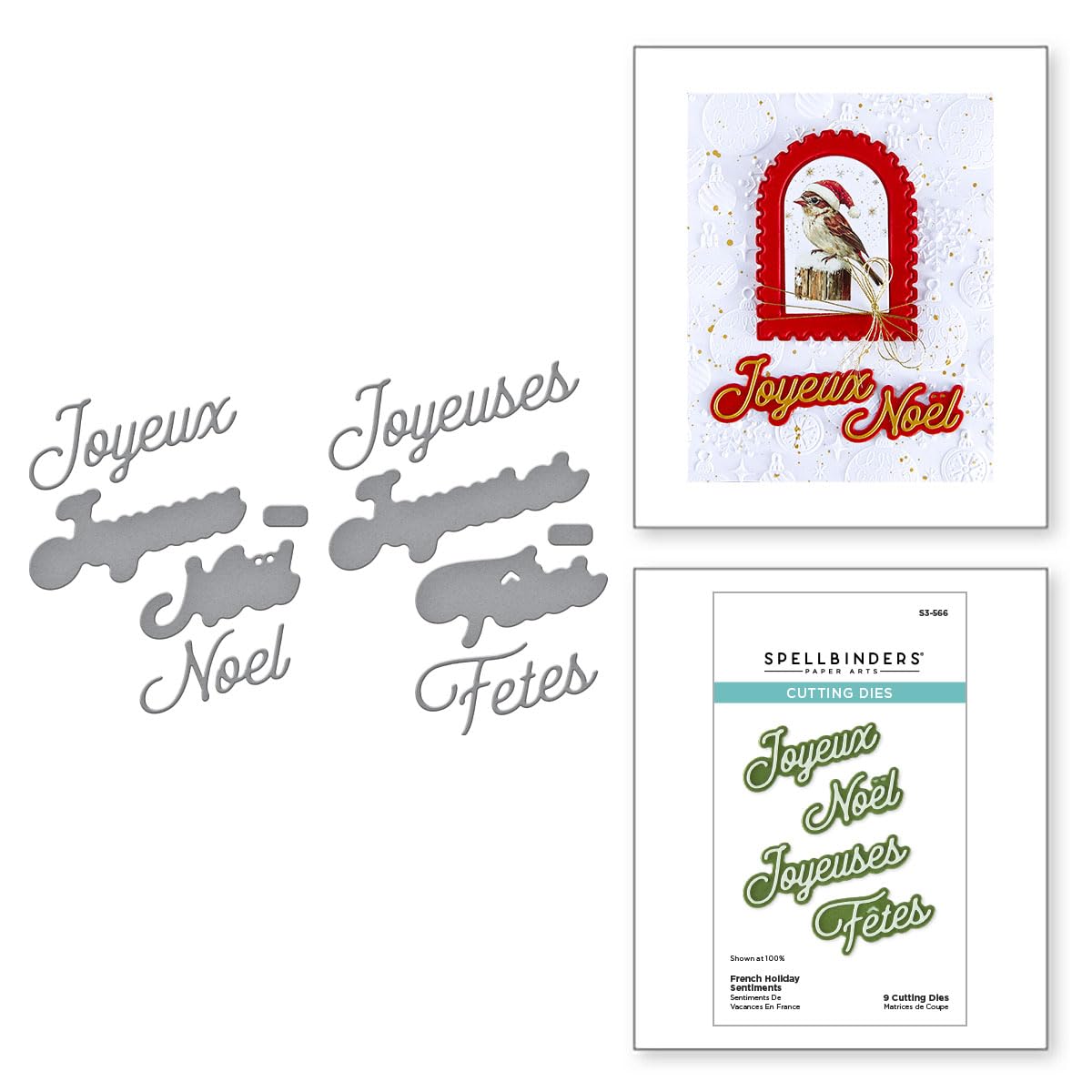 French Holiday Sentiments Etched Dies from the International Holiday Sentiments Collection