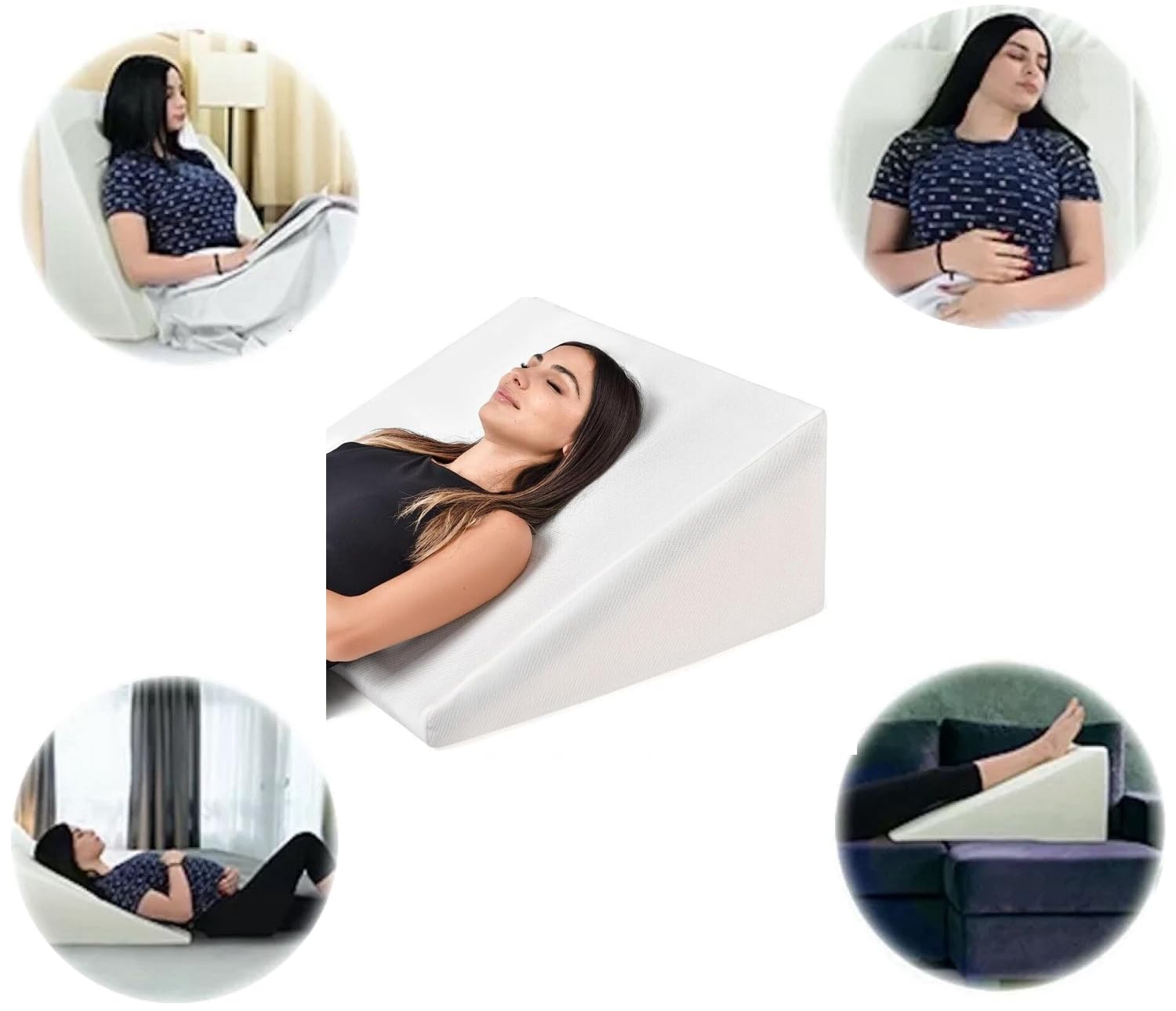 Buy All Here White Adult Triangle Leg Wedge Pillow, Head Board Pillow For Sleeping, Reading, Surgery, Leg, Knee And Hip Pain, Improve Circulation With Washable Cover, (, 51 X 46 X 28 Cm)