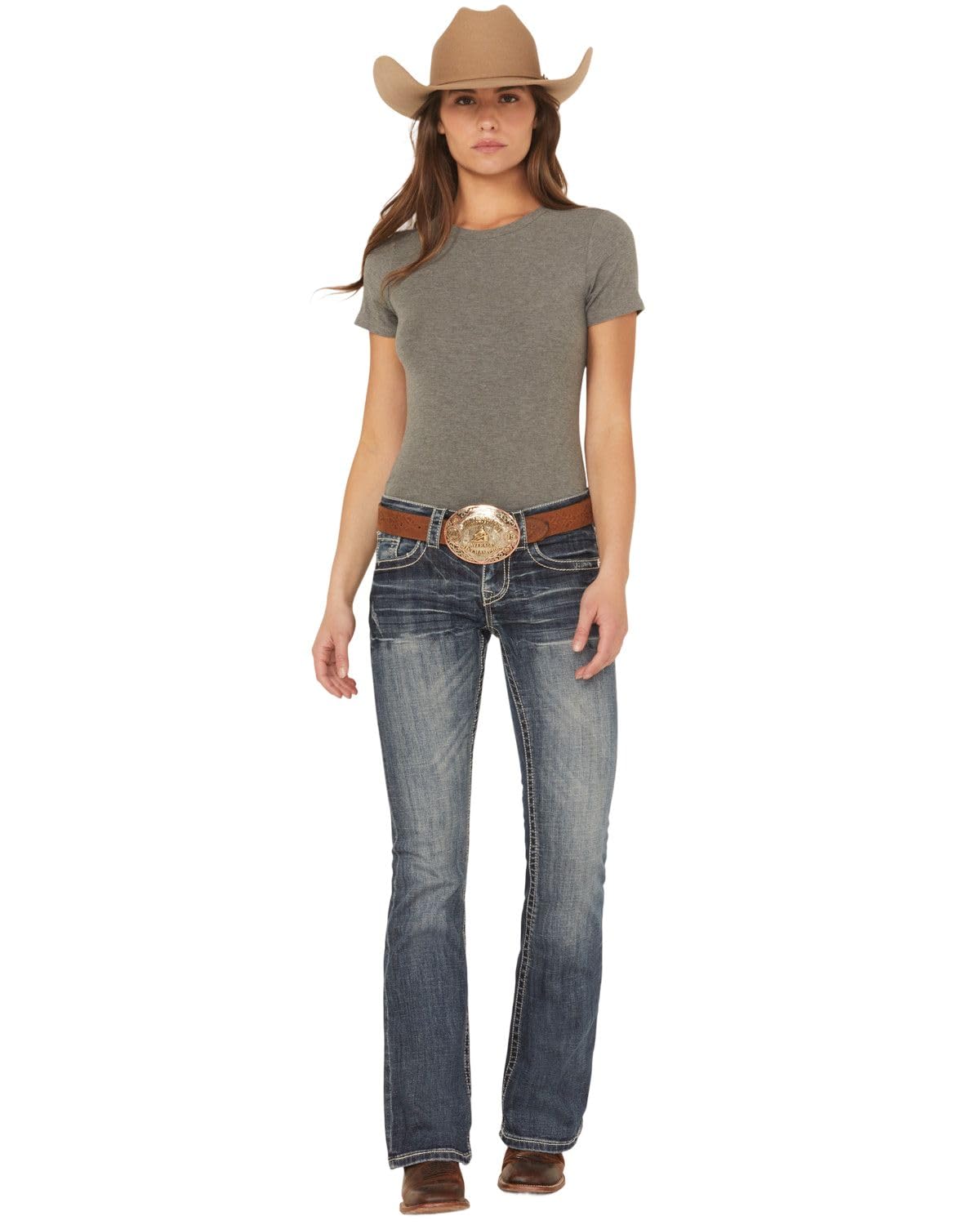 Stetson Women's Women's 816 Fit White S Stitch Bootcut Jeans - 11-054-0816-1305 BU 6 L