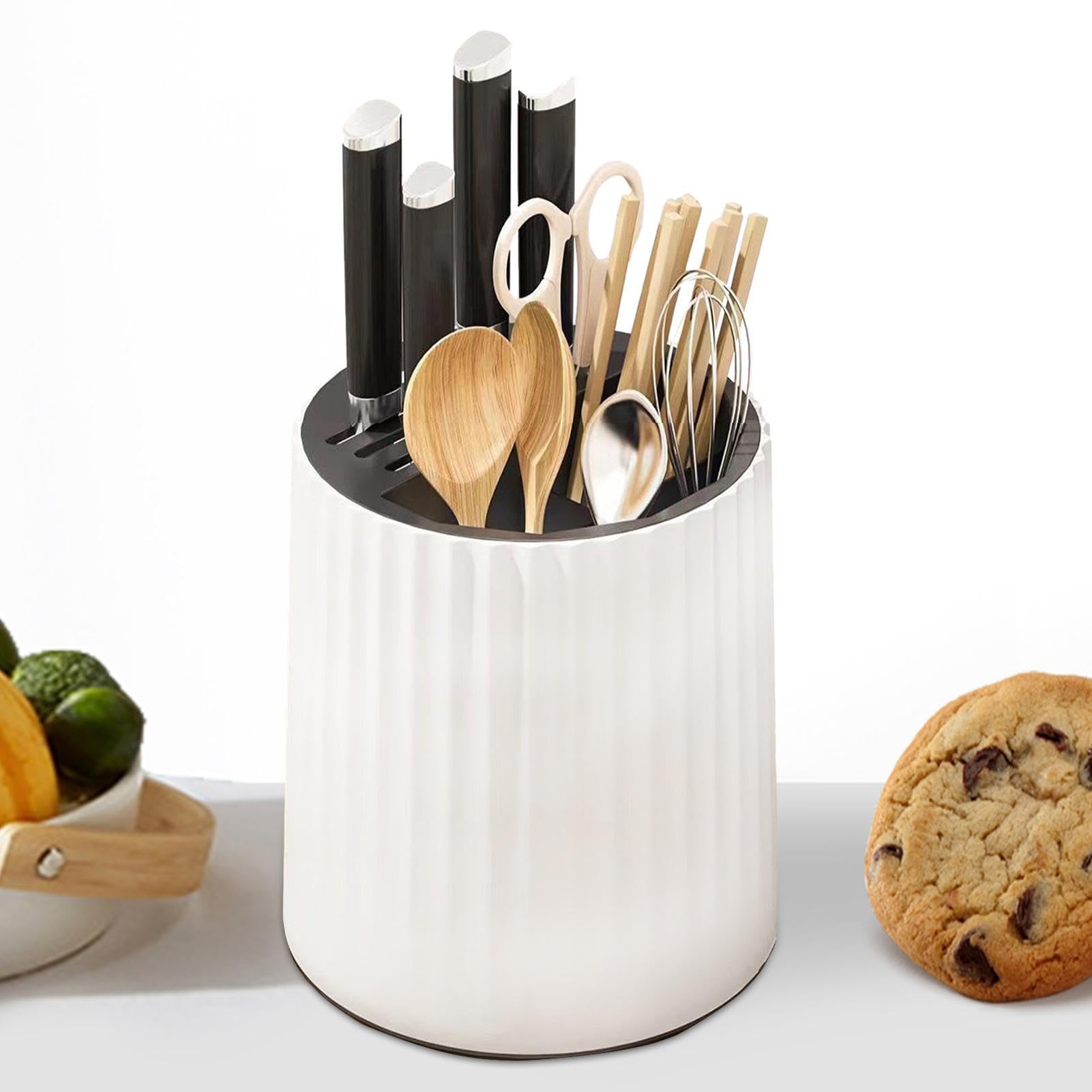 Rotating Knives Holder, 360 Degree Rotating Chopsticks Cage Cutlery Rack, Multifunctional Kitchen Chopsticks knifee Block Utensil Stand, Detachable High Capacity Knives Block for Forks Spoons Scissors