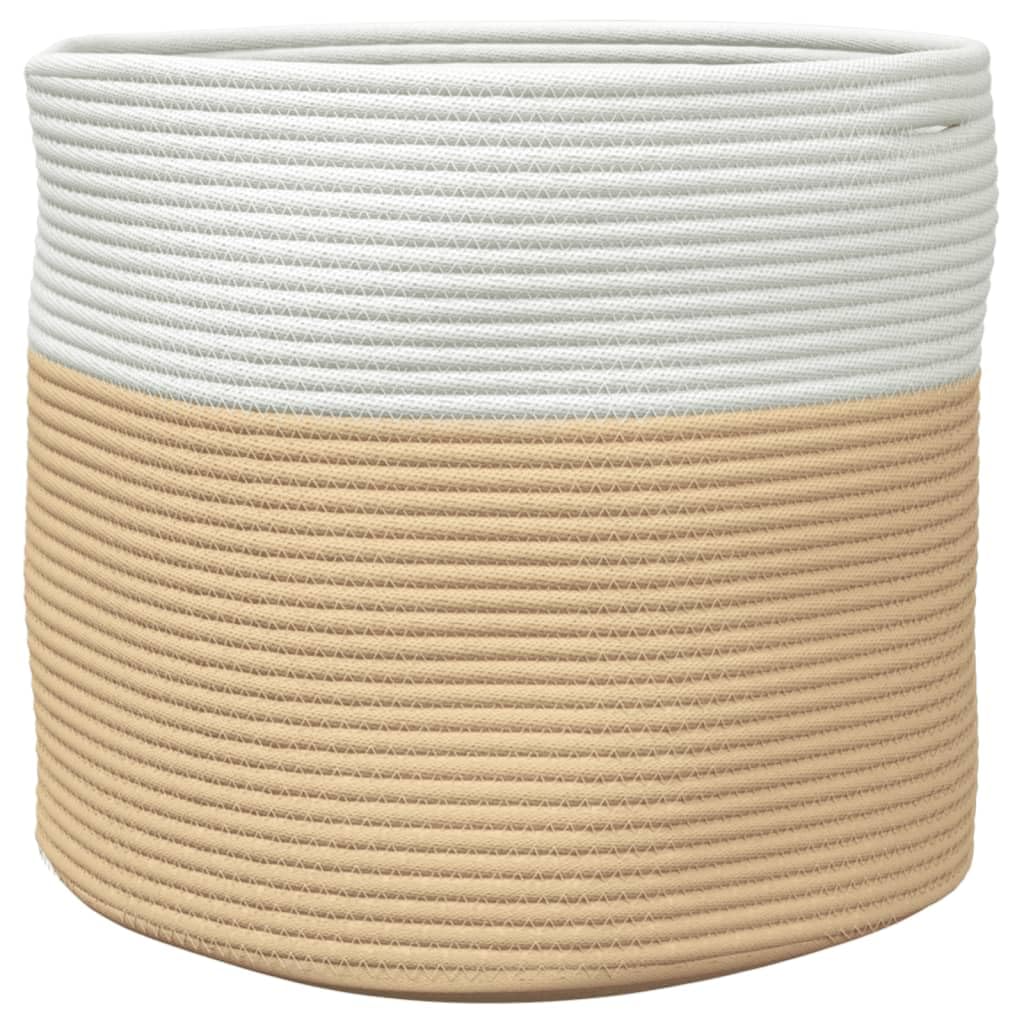 Cesto portaoggetti beige e bianco, diametro 40 x 35 cm, in cotone intrecciato, cestino decorativo per soggiorno, camera da letto, bagno, cucina, corridoio