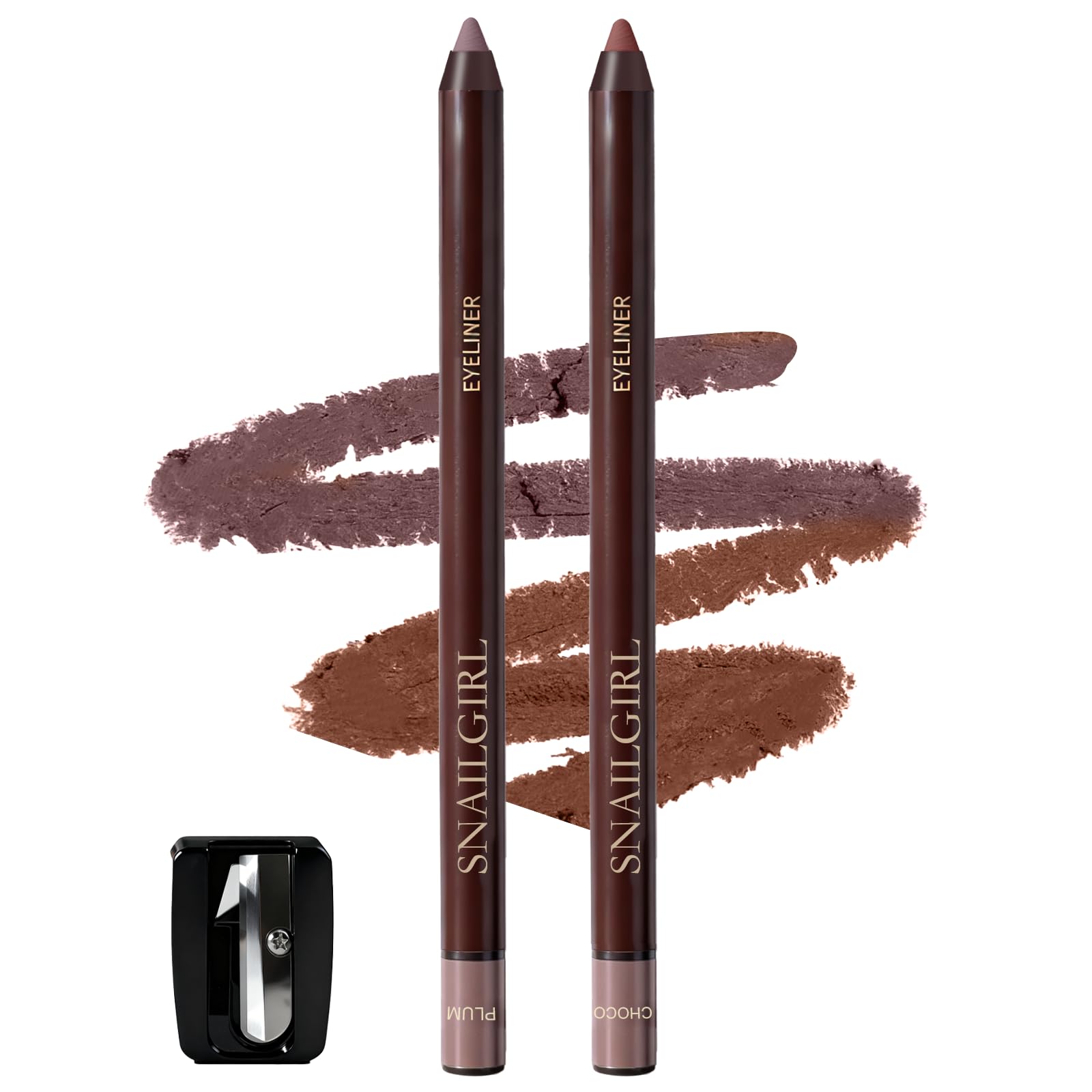 Gel Eyeliner Pencil, Creamy Formula for Mature Women,2PCS Plum & Chocolate Plum&Chocolate