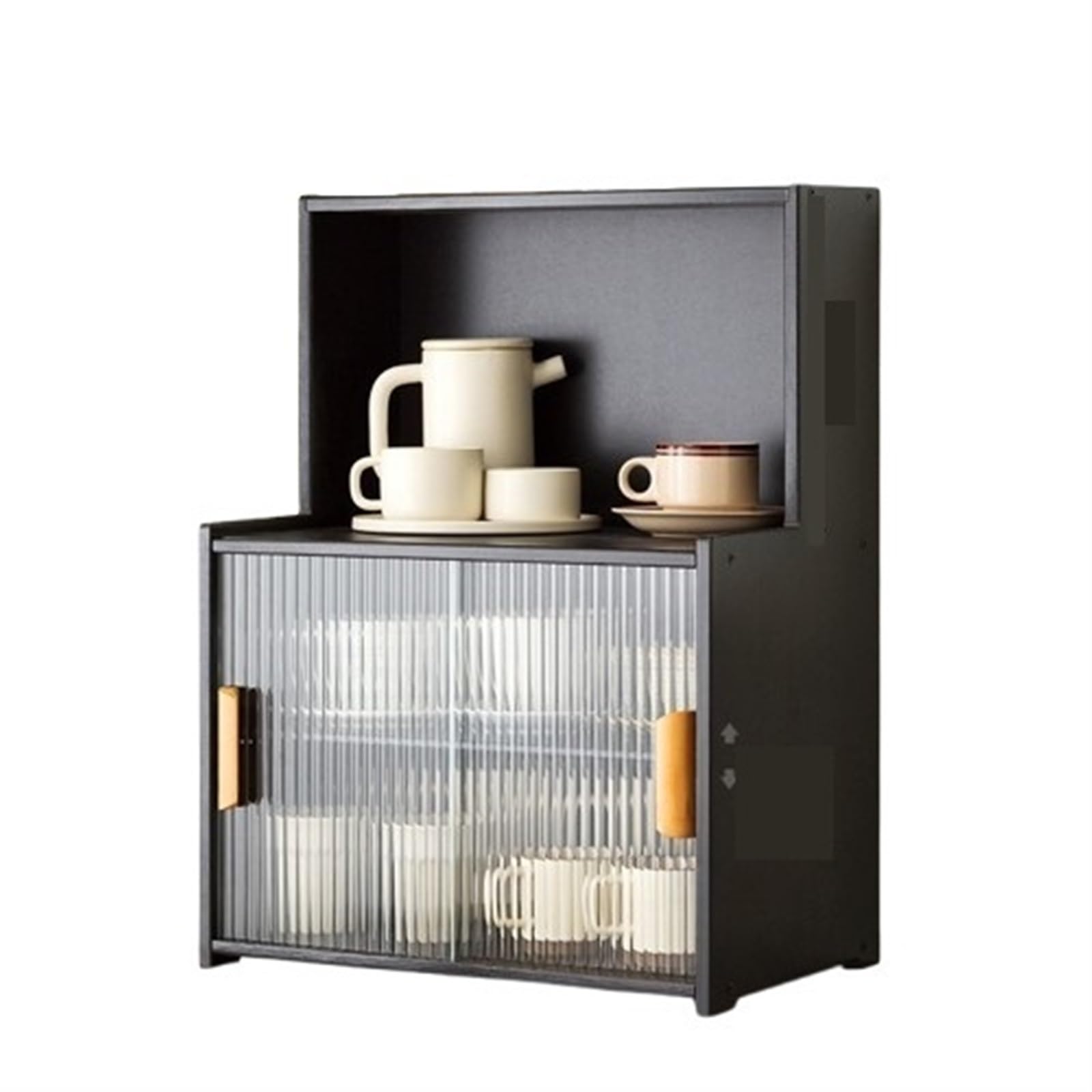 Kitchen Storage Cabinet, Countertop Cabinet with Sliding Door, Pantry Storage Cabinet with Adjustable Shelves, Freestanding Floor Storage Cabinet ﻿ Multi Scenario Use(Black,45cm)