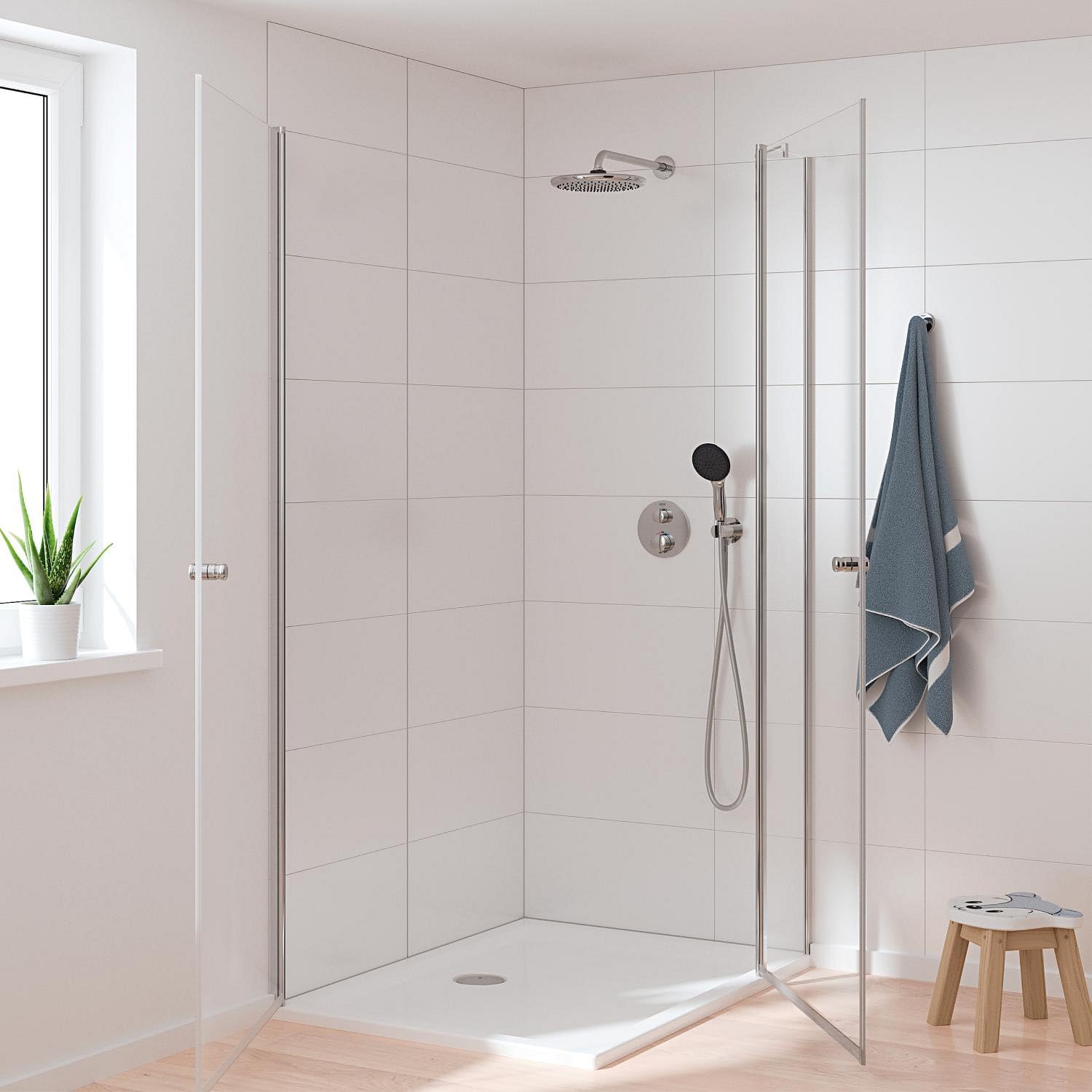 GROHE Precision Thermostatique Ensemble de Douche Encastré 2 sorties (Douche de Tête Vitalio Start 250, Pommeau de Douche Vitalio Start 110 2 jets, Support Mural et Flexible 1, 5 m), Chromé, 34883000