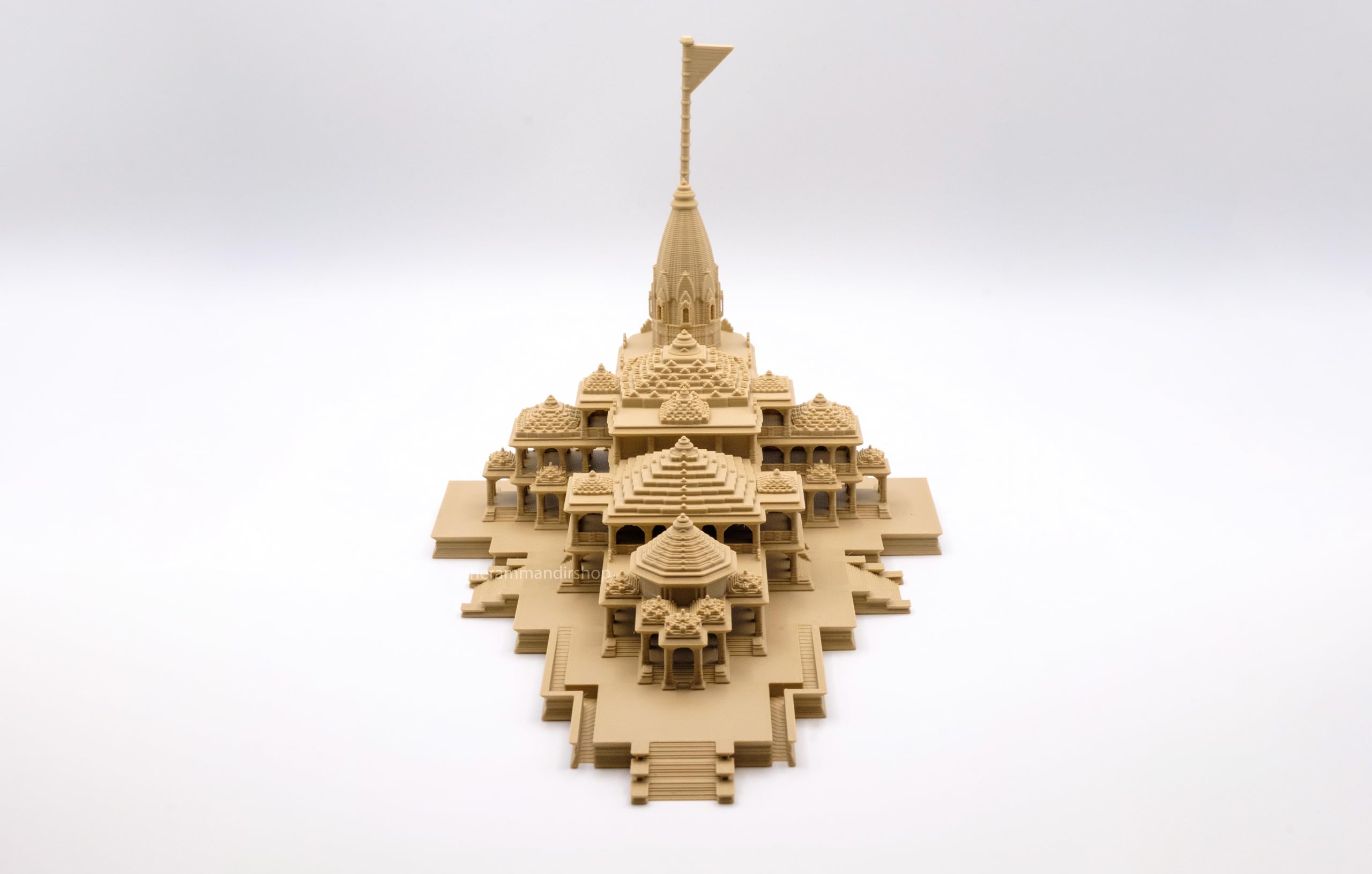 The Ram Mandir Shop Wooden - Natural Light Brown Ram Mandir Model Replica